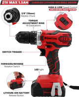 Home Tool Set Kit - 286 PCS Home Auto Repair Tool Kit with Rolling Tool Box, Mechanic Tool Sets with 21V Max Cordless Power drill, Perfect for Homeowner, Diyer, Handyman image 3