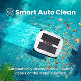 Solar Powered Automatic Robotic Pool Skimmer Cleaner,Solar Pool Surface Cleaner Dual Mode with Obstacle Avoidance Daytime ＆ Overnight Continuous Cleaning Ideal for All Swimming Pool-White image 3