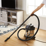 Basic type wet-dry dual-purpose vacuum cleaner, 4-gallon capacity for home use, 3 horsepower, stainless steel material, gray/black image 2