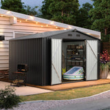 5x2.7 FT Outdoor Metal Storage Shed - Durable Water-Resistant Galvanized Steel, Sloping Roof Design, Lockable Door - Ideal for Tool Storage on Lawn, Patio & Backyard (Black) image 2