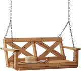 Backyard Discovery 55" Cedar Wood Farmhouse Outdoor Porch Swing Bench with Two-Person Seating, Durable Hanging Chains, Water-Resistant, Heavy-Duty 600 Lbs Weight Capacity for Patio, Deck, Garden