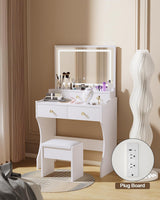 Makeup Table with Extra Large Mirror and Lights, 80cm Dressing Table with Stool image 4