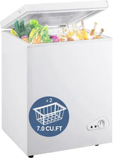 7.0 Cu Ft Chest Freezer - Energy Efficient & Quiet Mini Freezer with Adjustable Thermostat - Compact Deep Freezer for Home, Apartment, and Garage - Removable Basket & Defrost Drain image 2