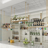 Wall Mounted Wine Rack for Bars & Restaurants Gold Metal Hanging Storage for Wine Bottles & Stem Glasses Perfect for Dining Room & Kitchen Decor Space Saving Design image 4