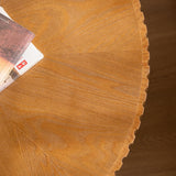 35" Contemporary Round Coffee Table, Coffee Tables Blending Traditional Decor, Solid Wood Center Table for Living Room, Natural image 2