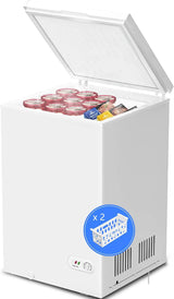 3.5 Cubic Feet Chest Freezer with 2 Removable Baskets Free Standing Top Open Door Compact Freezer with Adjustable Temperature for Home/Kitchen/Office/Bar (3.5 Cubic Feet, White) image 2