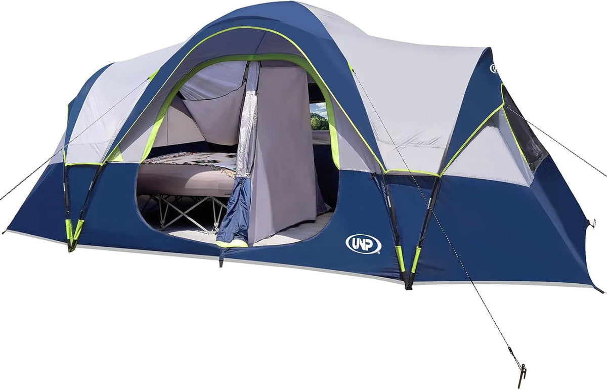 Camping Tent 10-Person-Family Tents, Parties, Music Festival Tent, Big, Easy Up, 5 Large Mesh Windows, Double Layer, 2 Room, Waterproof, Weather Resistant, 18ft x 9ft x78in