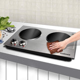 Hot Plate,1800W Ceramic Electric Hot Plate for Cooking, Dual Control Infrared Cooktop, Portable Countertop Burner, Glass Plate Electric Cooktop, Silver, Stainless Steel image 3