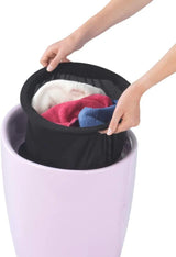 Bathroom stool with laundry basket, storage stool with soft padded seat, white stool for laundry sorting and storage, size 14.2 x 19.9 x 14.2 inches, white, 1-piece set image 2
