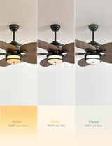 52-inch outdoor ceiling fan - tropical palm leaf fan - plug-in wall-mounted model image 3