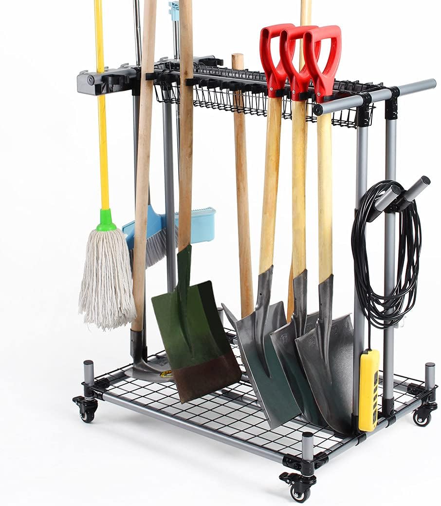 Metal Garden Tool Organizer Large Tool Rack Garage Storage Holder
