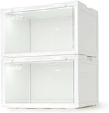 Lightning Collection Storage Box - Voice Control - Easy Access Storage Shoe Box, Stackable Shoe Storage Box, Equipped with Transparent Plastic Door, Suitable for Sports Shoes (11.2 x 14.9 x 8.8 inches (6 sets), White)
