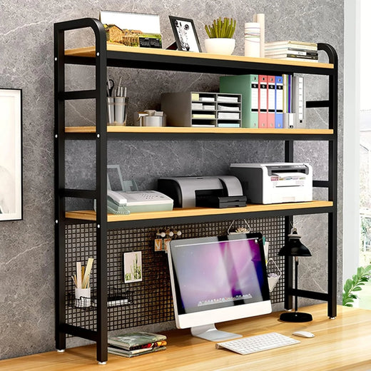 Desktop Bookshelf Adjustable Desk Bookshelf Organizer Rack - Countertop Hutch Bookshelf, 3-Tier Bookshelf Desk Shelf, All Metal Desktop Bookcase for Computer Desk, for Home, Dorm, Office Supplies (Co