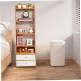 High platform bedside cabinet storage rack. Wooden bedside table with open shelves. Abundant storage space, simple design, suitable for bedroom furniture. Easy to assemble, with a rustic style and warm surface treatment. image 3