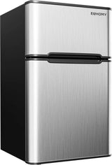 3.2 Cu.Ft Mini Fridge with Freezer – 2-Door Compact Refrigerator for Bedroom, Dorm, Office or Apartment, Silver image 3