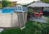Confer Plastics 7200 Roll Guard 48" to 56" Adjustable A Frame Safety Ladder for Above Ground Outdoor Patio Swimming Pool Platform Ladder with Step Barrier, Warm Grey… image 4