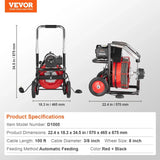 Drain Cleaner Machine 100FT x 1/2 Inch, Auto Feed Sewer Snake Auger on Wheels, 550W Portable Drain Cleaning Machine with 8 Cutters & Air-activated Foot Switch for 2" to 4" Pipes image 4