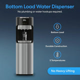 Bottom Loading Water Cooler Dispenser for 5 Gallon Bottles - 3 Temperatures with Hot, Room & Cold Spouts, Child Safety Lock, LED Display with Empty Bottle Alert, Stainless Steel image 3