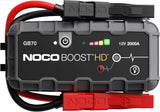 HD GB70 2000A UltraSafe Car Battery Jump Starter, 12V Battery Booster Pack, Jump Box, Portable Charger and Jumper Cables for 8.0L Gasoline and 6.0L Diesel Engines