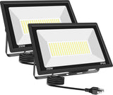 500W LED Flood Light Outdoor 2 Pack, 2000W Equivalent FloodLight with Plug, Super Bright 55000LM 5000K Daylight White IP66 Waterproof Commercial Lighting for Sports Fields,Courts,Arena,Stadium image 2