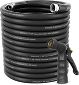 3/4" Hot/Cold Garden Hose 200 ft with Industrial High Pressure Nozzle, Flexible & Lightweight, 600psi Burst Rubber Water hose -50℉-158℉ With 3/4" Brass Fittings for Yard, Black image 3