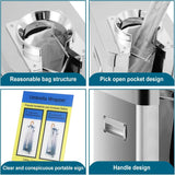 Automatic wet umbrella packaging machine, stainless steel single-slot umbrella bag distributor bracket, equipped with 1000 long umbrella bags and warning signs, suitable for commercial shopping centers, hotels, in silver color. image 4
