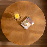 35" Contemporary Round Coffee Table, Coffee Tables Blending Traditional Decor, Solid Wood Center Table for Living Room, Natural image 3