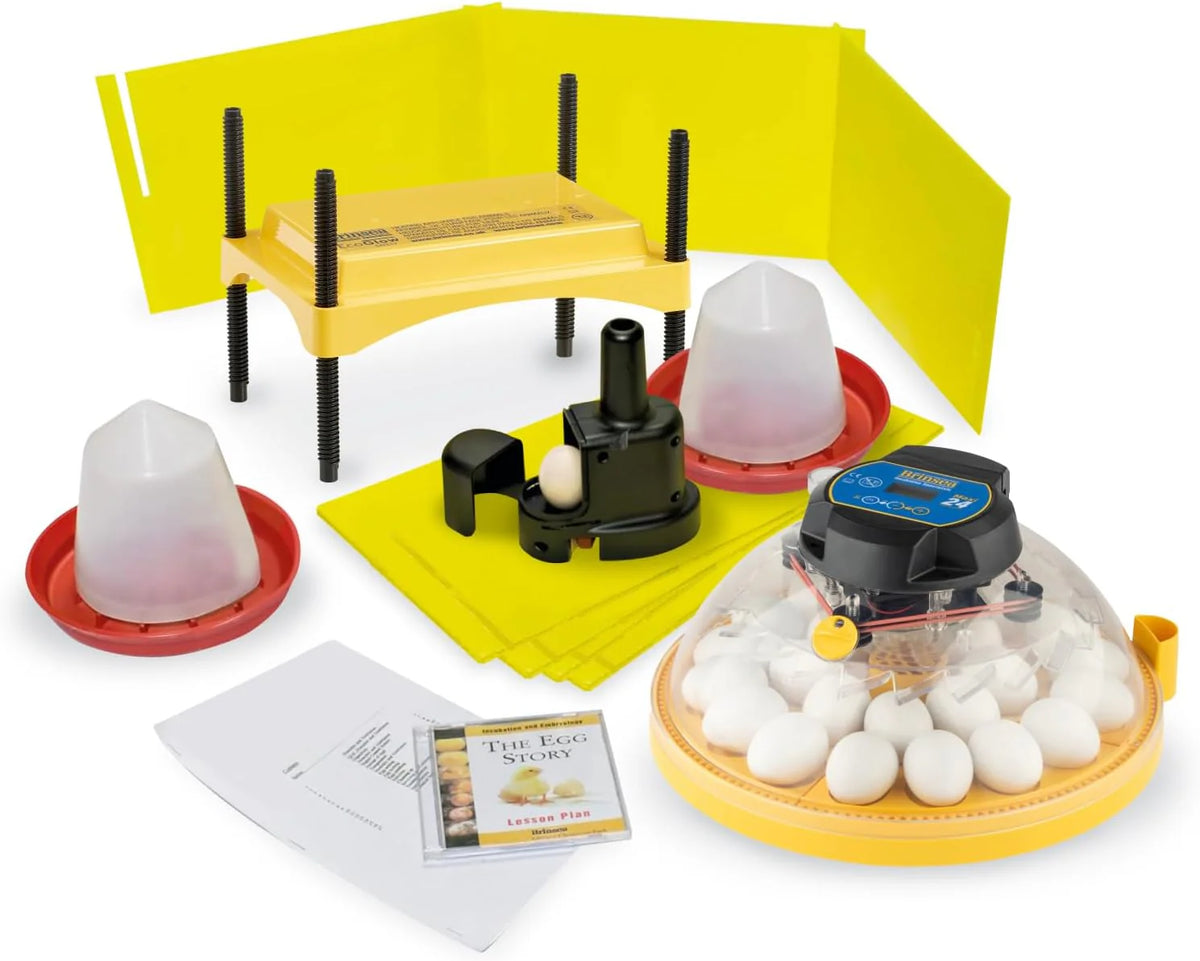 A 24-position automatic egg incubator with constant temperature control function, suitable for hatching 24 eggs, duck eggs or other egg types. It offers the best flexibility and can be used with eggs of different sizes.