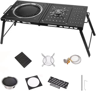 Folding Grill Table Metal Portable, Good Load-Bearing Capacity Items Can Be Hung on The Edge, Portable Camping Table, for Outdoor Picnic, BBQ, Cooking
