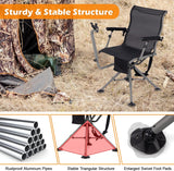 360° rotatable hunting seat, equipped with 4 extendable aluminum legs, adjustable gunstock, portable hunting shelter chair, equipped with carrying straps for outdoor activities. image 3