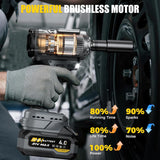 Cordless Impact Wrench, 1200Nm(900ft-lbs) High Torque 1/2'' Impact Wrench, 21V Brushless Electric Impact Gun with 2Pcs 4.0Ah Batteries, 1 Hour Fast Charger, 5 Sockets, Power Impact Driver for Car Home image 2