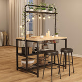 Kitchen Island, Kitchen Island with Storage, Bakers Rack, Island Table for Kitchen, Bakers Rack with Storage, Large Kitchen Island Table, Coffee Bar Table with Shelf,5 Racks,Pear Wood White image 3
