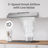 Comfee 30 inch Under Cabinet Ducted/Ductless Convertible Slim Vent Durable Stainless Steel Kitchen Reusable Filter image 2