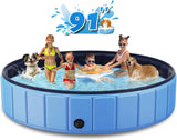 Foldable Dog Swimming Pool, 120"x20" Oversize Collapsable Hard Plastic Potable Bathing Tub for Pet Dog Kiddie Pool Indoor and Outdoor Leakproof PVC Play Pool for Large Dogs Pets Puppy Kids Blue image 4