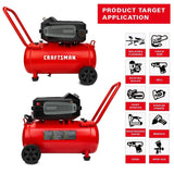 CRAFTSMAN HARD Air Compressor, 10 Gallon 1.8 HP 175 PSI, 4.0CFM@90PSI, Oil Free and Maintenance Free, Portable with Large Wheels, CMXECXA0201041 image 4