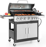 Burner Gas grill with side burner and enameled cast iron grille 42,000BTU outdoor cooking stainless steel propane grill Garden grill image 2