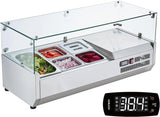 Refrigerated Condiment Prep Station, 135 W Countertop Refrigerated Condiment Station, with 2 1/3 Pans & 4 1/6 Pans, 304 Stainless Body and PC Lid, Sandwich Prep Table with Stainless Guard, ETL image 4