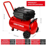 CRAFTSMAN HARD Air Compressor, 10 Gallon 1.8 HP 175 PSI, 4.0CFM@90PSI, Oil Free and Maintenance Free, Portable with Large Wheels, CMXECXA0201041 image 3