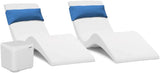 Classic White - in-Pool Chaise Lounger – Designed for Water Depths Up to 9” – Aqua Outdoors – Set of 2 – Compatible with All Pool Types - Poolside & Sun Deck Tanning image 2