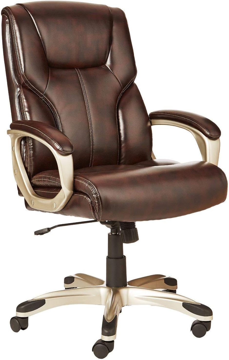 High-back executive office chair, adjustable in height, tiltable, rotatable, uniform size, white/mustard color