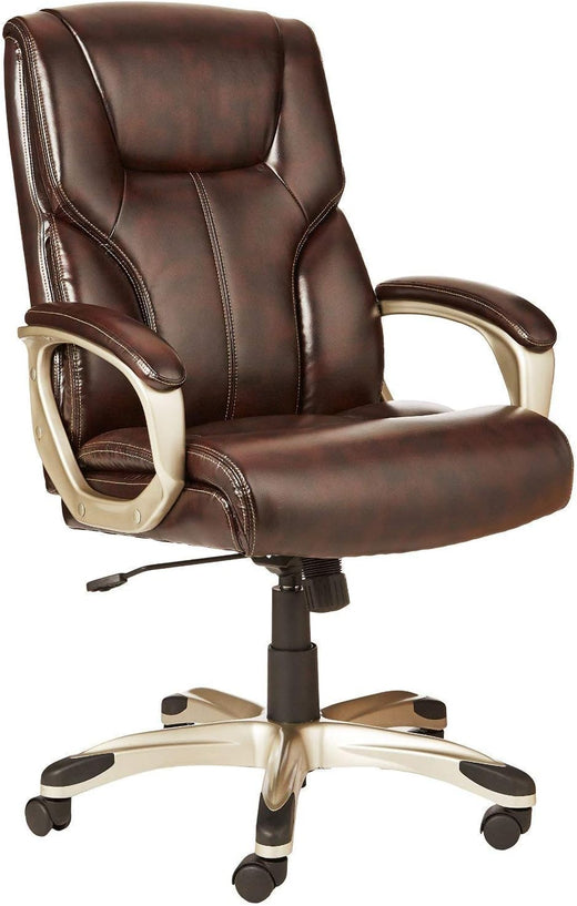 High-back executive office chair, adjustable in height, tiltable, rotatable, uniform size, white/mustard color