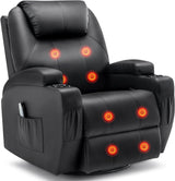 Recliner Chair, Rocking Chair with Massage and Heat, 360° Swivel Recliner Chairs for Adults, Rocker Manual Recliner with Remote Control and Cup Holder for Living Room, Bedroom, Nursery image 3