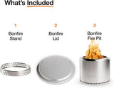 The "Stove Fire Pit" 2.0 with a bracket, 19.5-inch non-flaming pit, detachable ash tray - Portable outdoor fire pit - Stainless steel wood-burning fireplace, suitable for 4 - 6 people, weighs 21.75 pounds, ashes image 3