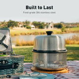 Stainless steel non-smoking portable tabletop charcoal grill with a frying pan, an outdoor barbecue grill with 10 functions, suitable for camping, boats and RVs, is the perfect combination for an outdoor kitchen (fully equipped) image 4