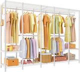 Super large clothes rack, heavy-duty clothes storage rack, standalone portable wardrobe, clothes rack for hanging clothes, 89.8 inches wide x 15.8 inches deep x 76.4 inches high, maximum load capacity of 1400 pounds, white