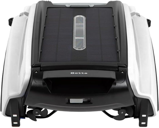 Solar Powered Automatic Robotic Pool Surface Skimmer Cleaner with 30-Hour Continuous Cleaning Battery Power and Re-Engineered Twin Salt Chlorine Tolerant Motors (Blue)