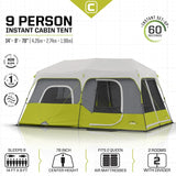 Core 9 Person Instant Cabin Tent - 14' x 9', Green (40008) image 4