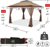 CROWN SHADES 13x13 Pop Up Gazebo, Canopy Tent, Gazebos on Clearance - Outdoor Gazebo for Backyard & Patio Furniture - Carpa Pop Up Tent with Wheeled STO-N-Go Cover Bag (Beige & Coffee) image 3
