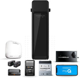 Silent and quiet wall-mounted garage door opener with battery backup and LED lighting, weighing 36 pounds, in black color. image 2