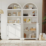 72'' Tall Farmhouse Bookcase, 5 Tier Arched Bookshelf with Double Doors & Adjustable Shelf, Display Storage Shelves, for Bedroom, Living Room, Home Office image 2